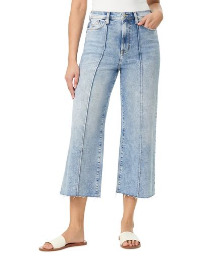 Kensie High Waist Pintuck Crop Raw Hem Jeans - Blue