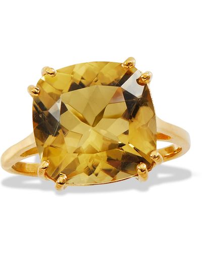 Savvy Cie Jewels 18k Yellow Gold Plated Sterling Silver Lemon Quartz Ring