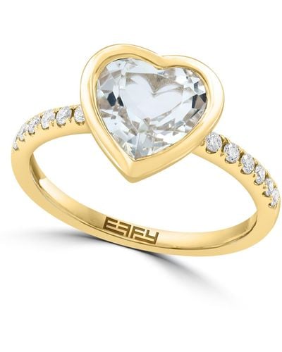 Effy Heart Cut White Topaz & Diamond Ring - Metallic