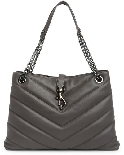 Rebecca Minkoff Edie Quilted Calfskin Leather Tote - Gray