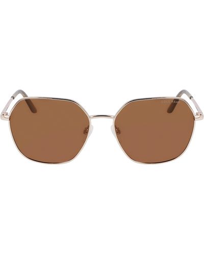 Cole Haan 58mm Full Rim Metal Square Polarized Sunglasses - Brown