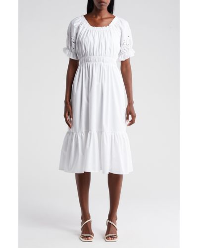 Nanette Lepore Amber Off The Shoulder Midi Dress - White