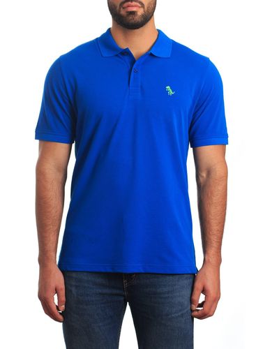Jared Lang Cotton Knit Polo - Blue