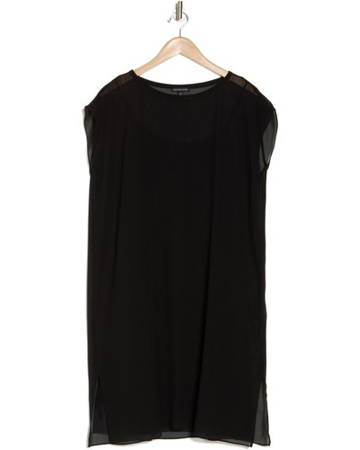 Eileen Fisher Boat Neck Silk Dress - Black