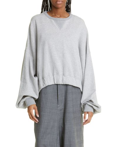 R13 Jumbo Oversize Crop Sweatshirt - Gray