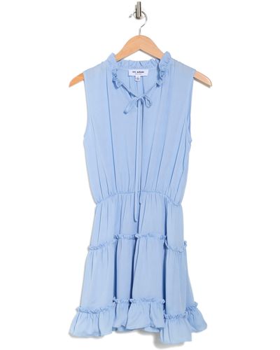 HL Affair Keyhole Sleeveless Tiered Mini Dress In Blue At Nordstrom Rack