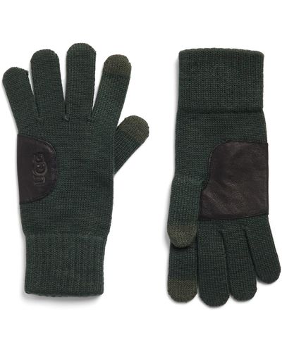 UGG Leather Patch Knit Gloves - Black