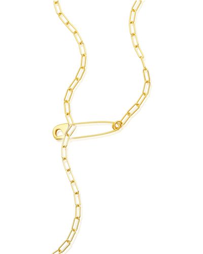 Adornia 14k Gold Plated Safety Pin Lariat Necklace - Yellow