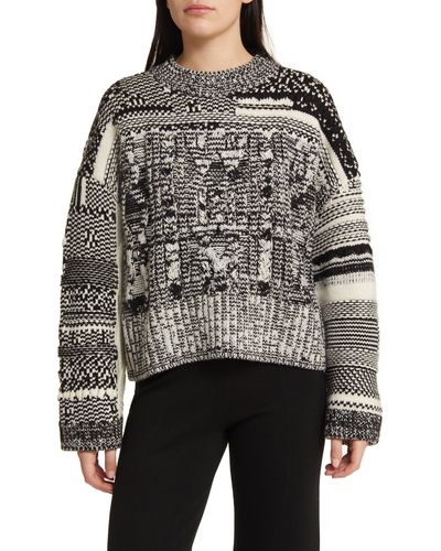 COS Marled Fair Isle Wool & Cashmere Sweater - Gray