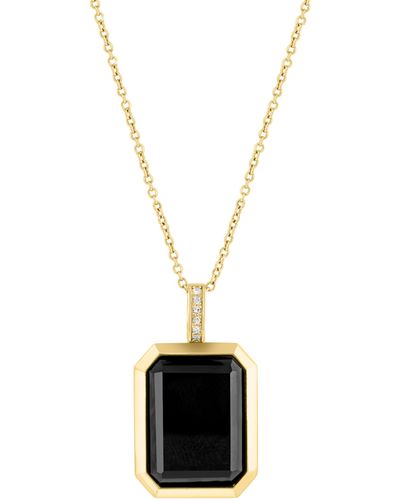 Effy 14k Yellow Gold Diamond & Onyx Pendant Necklace - White