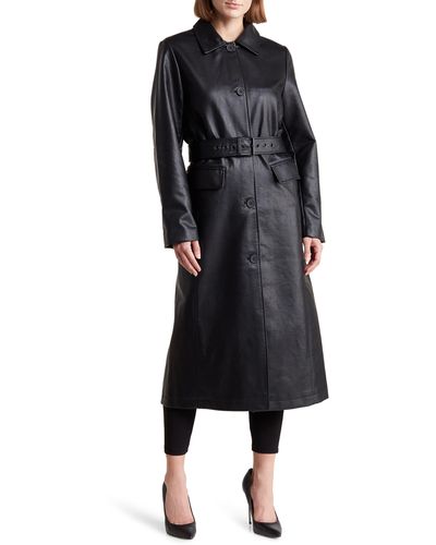Rebecca Minkoff Faux Leather Trench Coat - Black