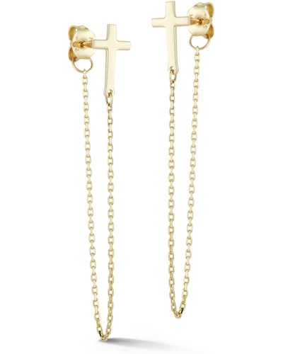 Ember Fine Jewelry Chain Drop Cross Stud Earrings - White