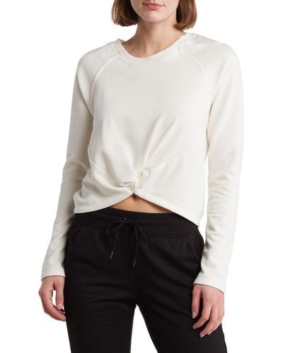 90 Degrees Terry Brushed High/low Twist Front Top - White