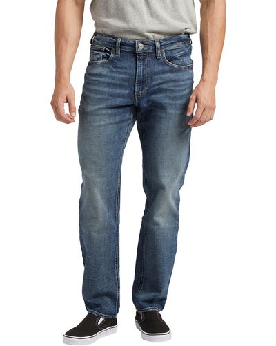 Silver Jeans Co. Eddie Athletic Fit Tapered Jeans - Blue