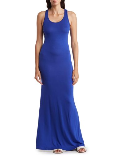 Go Couture Sleeveless Racerback Maxi Dress - Blue