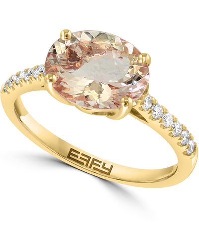 Effy 14k Rose Gold Oval Morganite & Diamond Ring - Metallic
