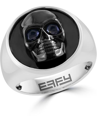 Effy Sterling Silver Skull Signet Ring - Black