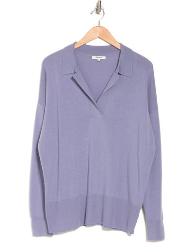 Madewell Long Sleeve Merino Wool Polo Sweater - Purple