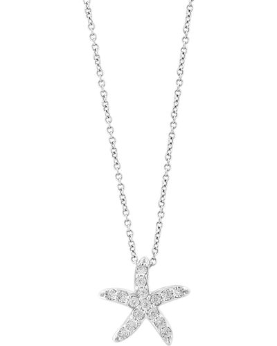 Effy Sterling Silver Diamond Starfish Pendant Necklace - White
