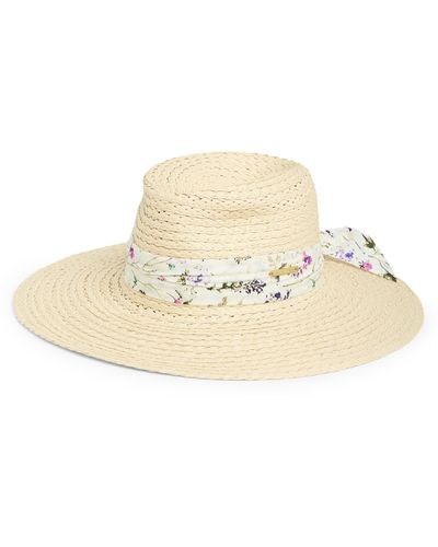 Vince Camuto Lala Floral Ribbon Panama Hat - White