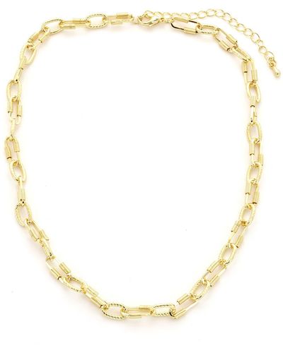 Panacea Textured Chain Link Necklace - Metallic
