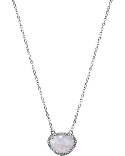 Adornia Fine Sterling Silver Birthstone Halo Pendant Necklace - Blue
