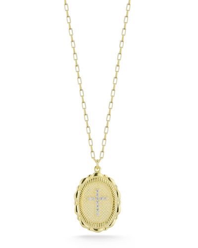 Glaze Jewelry Pave Cz Cross Pendant Necklace - Metallic
