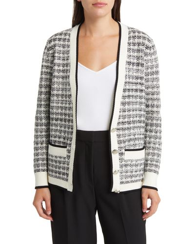 Ted Baker Carmein Marled Check Cardigan - Gray