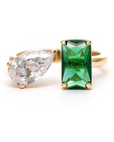 Rivka Friedman Emerald Cut Crystal & Cz Ring - Green
