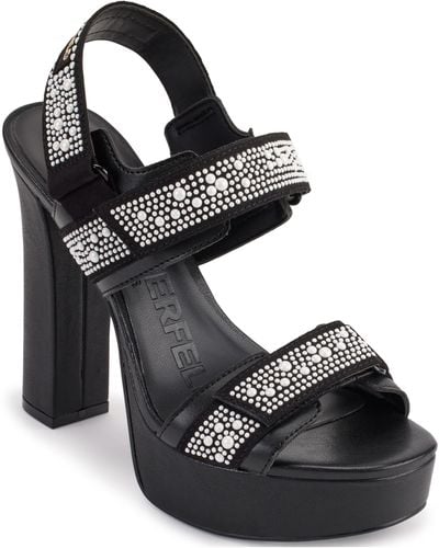 Karl Lagerfeld Alessia Faux Pearl Platform Sandal - Black