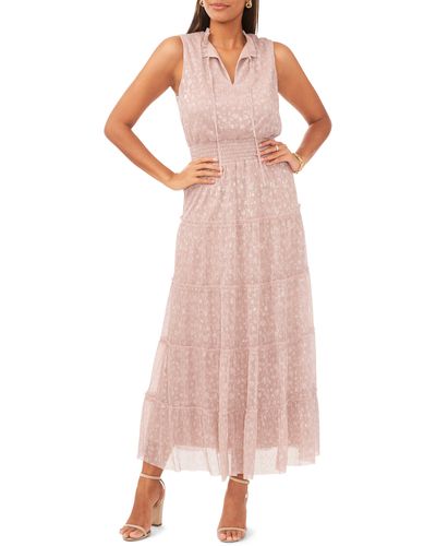 Halogen® Sleeveless Split Neck Tiered Maxi Dress - Pink