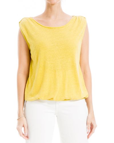 Max Studio Cinch Shoulder Bubble Tank - Yellow