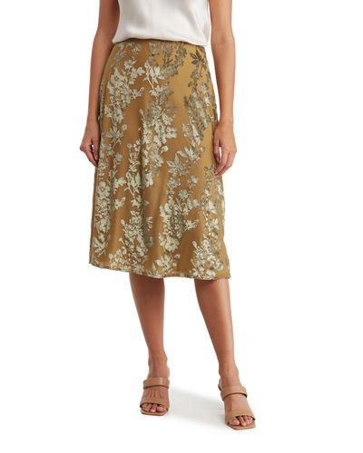 Nordstrom Floral Burnout A-line Skirt - Natural
