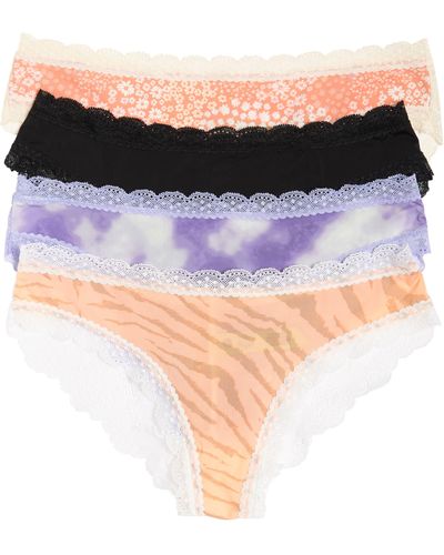 Honeydew Intimates 4-pack Lace Hipster Thongs - Multicolor