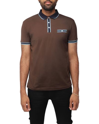 Xray Jeans Pipe Trim Short Sleeve Polo - Brown