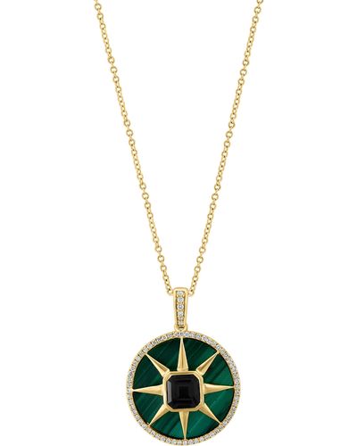 Effy Diamond & Malachite Pendant Necklace - Blue