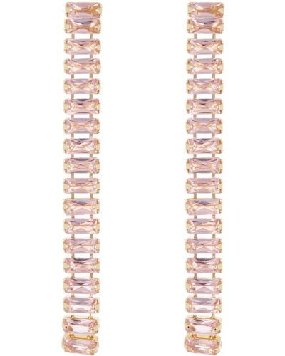 Cara Baguette Crystal Linear Drop Earrings - White
