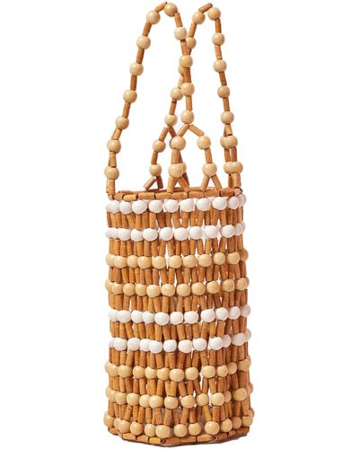 L*Space Luca Wood Bead Basket Bag - Metallic
