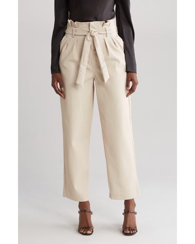 Lulus Change The Game Paperbag Waist Faux Leather Pants - Natural