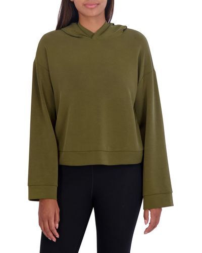 SAGE Collective Relaxed Wide Sleeve Crop Hoodie - Green