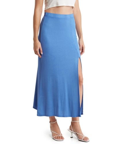 Go Couture Side Slit Maxi Skirt - Blue