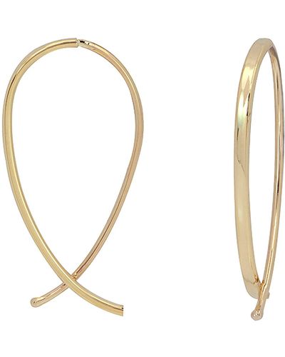 CANDELA JEWELRY 14k Yellow Gold Curved Stick Hoop Earrings - White