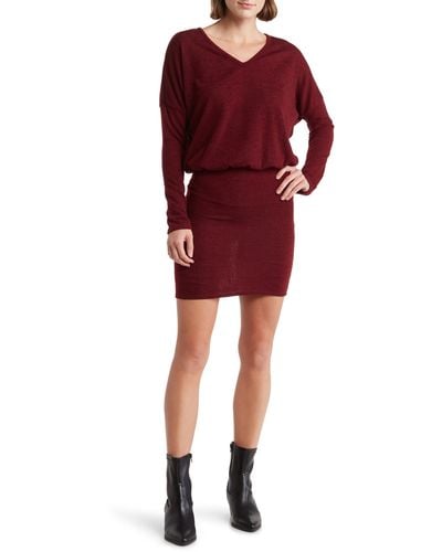 Go Couture Long Sleeve Sweater Dress - Red
