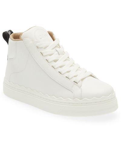 Chloé Lauren High Top Platform Sneaker - White