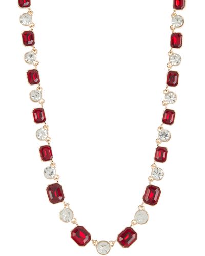 Anne Klein Mixed Crystal Collar Necklace - Red