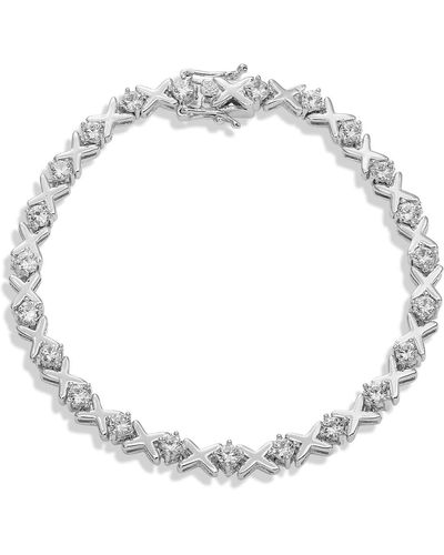 Savvy Cie Jewels Cz Hugs & Kisses Tennis Bracelet - White