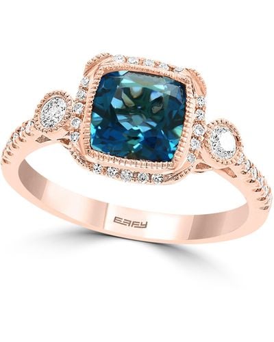 Effy 14k Rose Gold London Blue Topaz & Diamond Ring