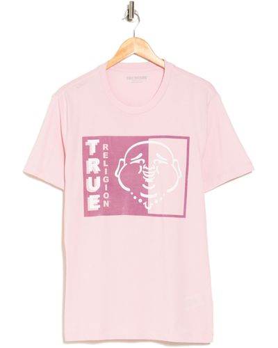 True Religion Two-tone Graphic Cotton T-shirt - Pink