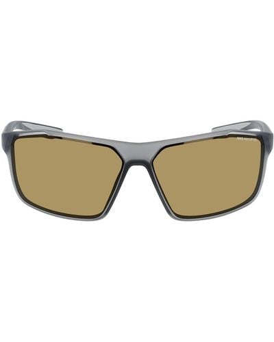 Nike Windstorm 65mm Mirrored Rectangular Sunglasses - Natural