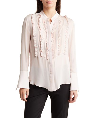 Twp Kimmie Long Sleeve Silk Button-up Shirt - White